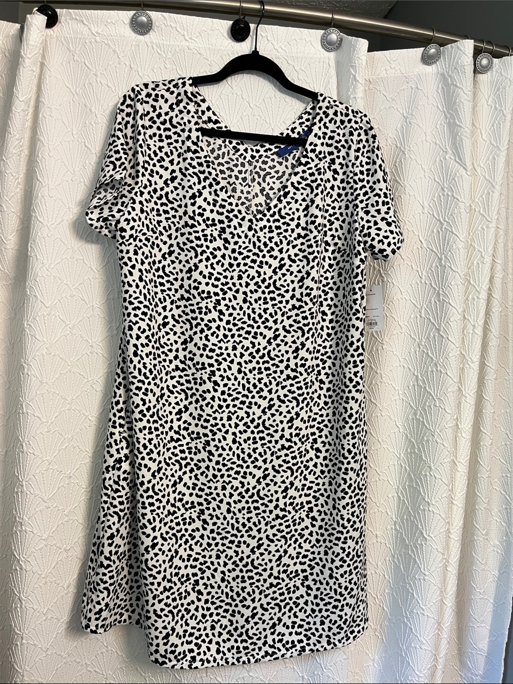 Apt. 9 White and Black Speckled Midi Dress